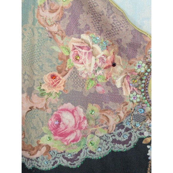 Michal Negrin Floral Cami Top Embellished Jewels Baroque Boho Chic Y2K Rare Sz M - Picture 5 of 15